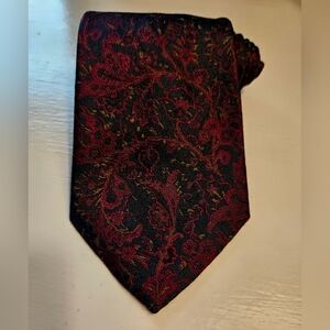 Ermenegildo Zegna Burgundy and Blue Paisley Tie 100% silk